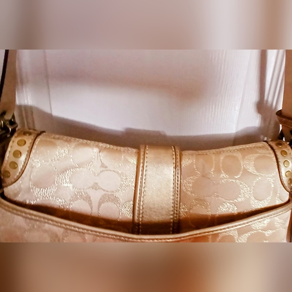 Coach Gold Studded Lurex Crossbody #12852 Excellent Condition - Picture 11 of 13
